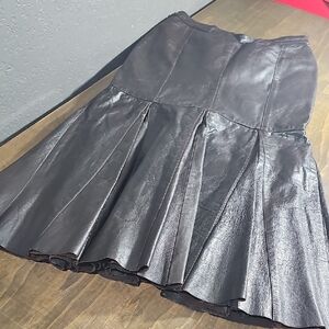 Black Godet Leather Skirt. Cosplay. Biker. Costume.